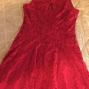 Cherry red dress, red lace overlay, Danny and Nicole, size 8